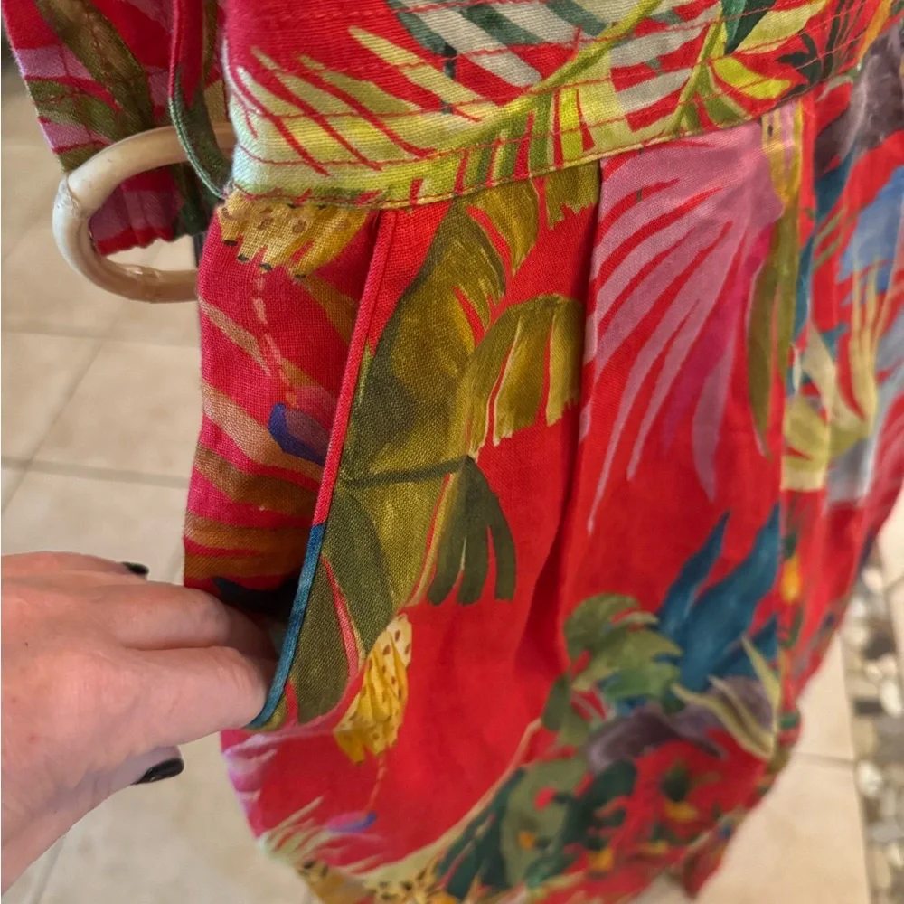 Farm Rio Leopard Jumpsuit Belted Floral Tropical Size XS - Picture 6 of 9